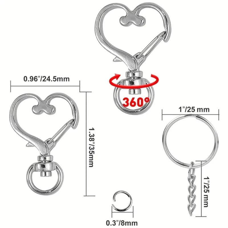 Lot de 50 Porte-clés Uniques à Faire Soi-même Crochets Porte-clés à Fermoir Mousqueton pour Lanière de Bricolage