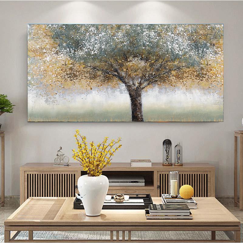 Abstract Tree Painting Print On Canvas Wall Art Poster Decor Modern Landscape Picture for Living Room Home Decoration