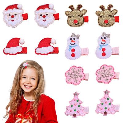 Children's Christmas Hairpin Set: Santa Hat, Snowflake, Snowman, Tree, Elk Holiday Accessories