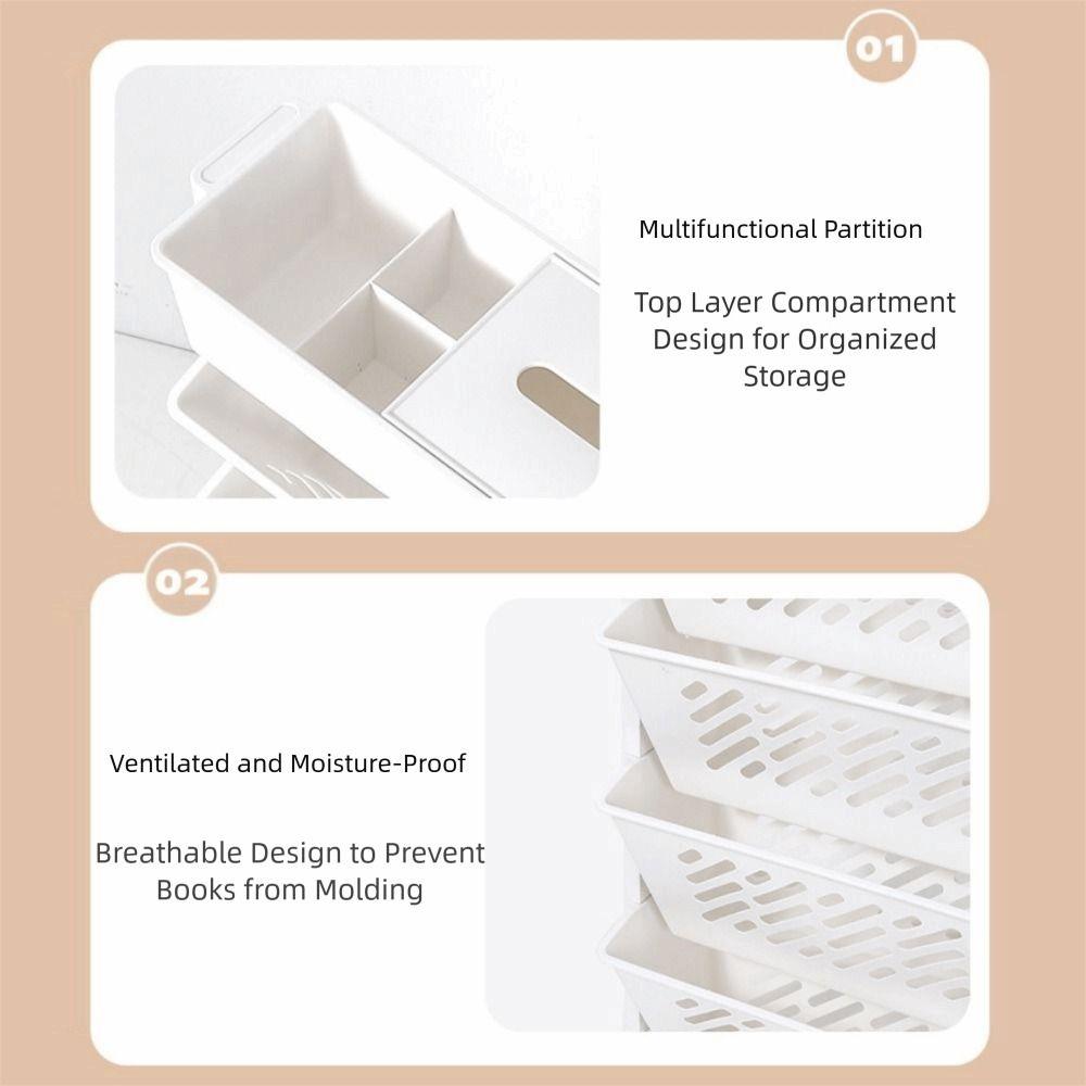 5/6 Layers Storage Rack Movable Rolling Cart Storage Shelf Multi-Layer Bookshelf Bookstore