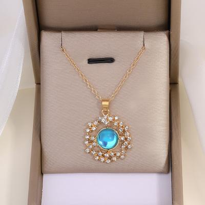 Jewelry Fashion Diamond Necklace Personalized Alloy Planet Pendant Women's O-Chain Necklace