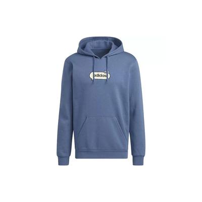 adidas Lässiges Logo-Print Kapuzen-Pullover Sweatshirt Herren Tops Wundergrün Grau HK6755