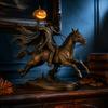 Estatua del Jinete sin Cabeza de Halloween con Luz de Calabaza LED, Decoración de Fantasma Iluminada de Resina, Figura de Caballero, Escultura de Terror para Decoración de Mesa del Hogar