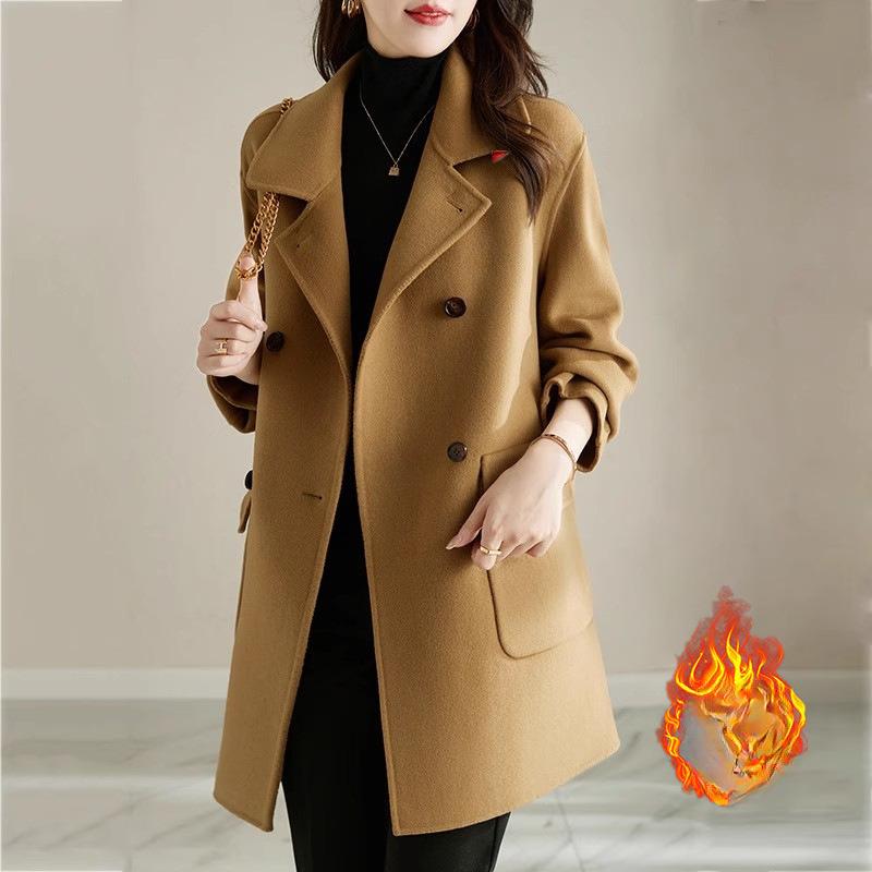 Cotton Woolen Coat Women's New Autumn and Winter Thickened Korean Version Slim and Thin Medium and Long Woolen Coat