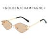 Retro Polygonal Sunglasses for Women Fashion Rimless Irregular Square Ladies Sun glasses Shades Retro Alloy Eyewear