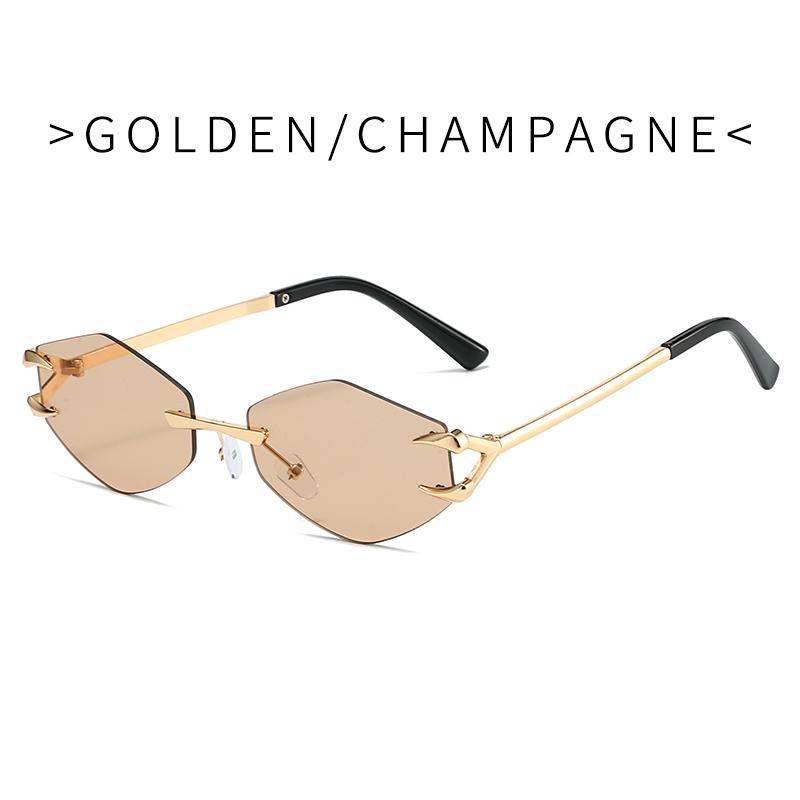 Retro Polygonal Sunglasses for Women Fashion Rimless Irregular Square Ladies Sun glasses Shades Retro Alloy Eyewear