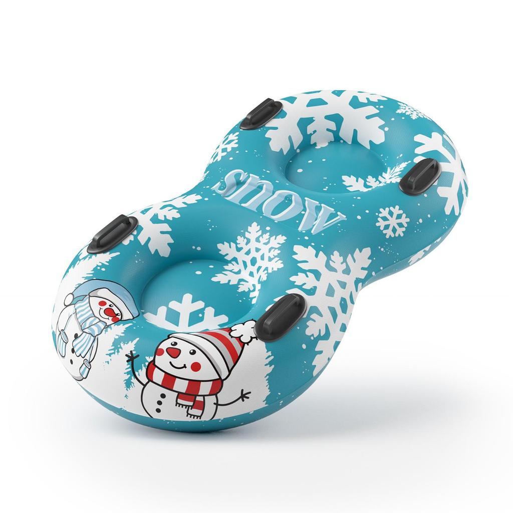 New Inflatable Double Ski Tube with Handles for Adults & Kids - Durable PVC