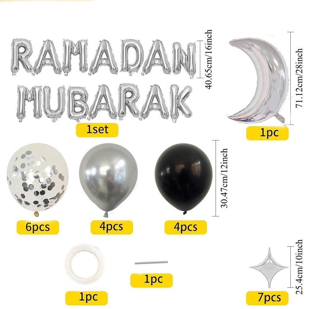 Multicolor Eid Mubarak Balloons Latex Printing Star Moon Foil Balloon Photo Props Venue Setup Festival Banner Home Decoration