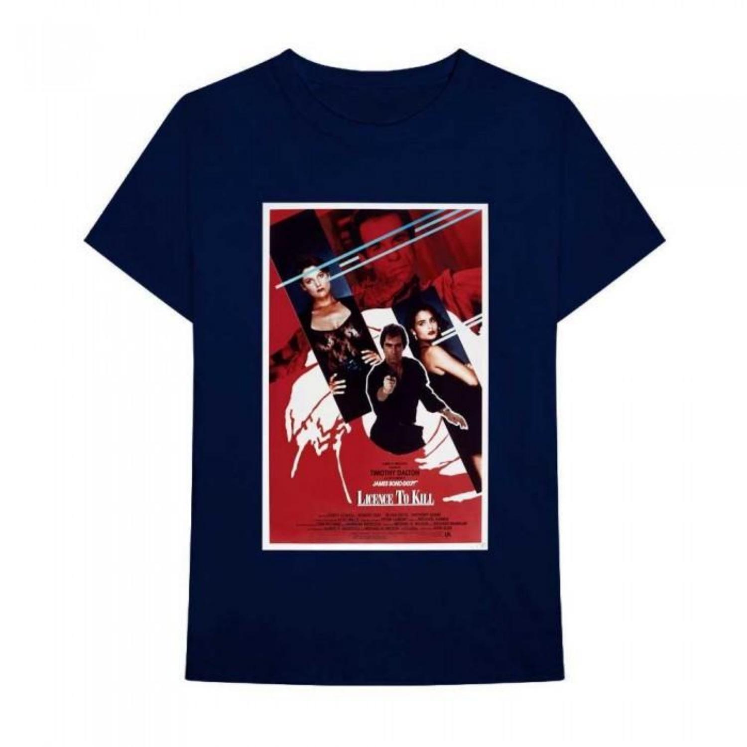 James bond Unisex Adult License To Kill Poster Cotton T-Shirt S чёрный