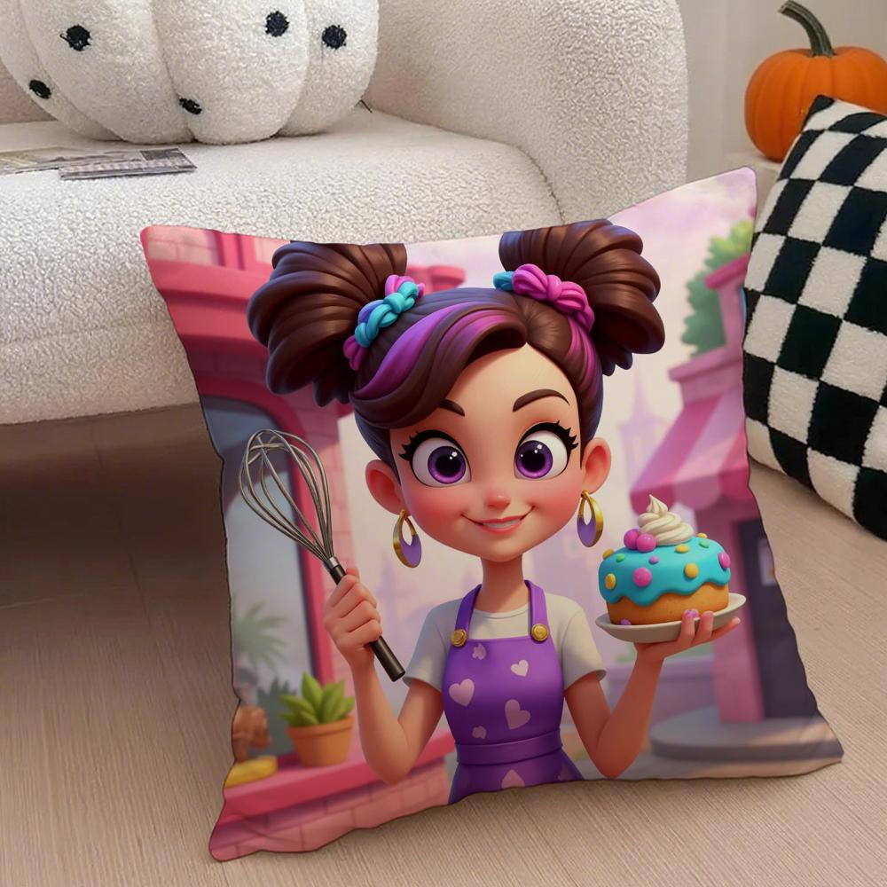 Fun Casual Western Cooking Mama Game Cartoon Cushion Cover Throw Pillow Cover Hidden Button Durable Polyester Chair Cushion