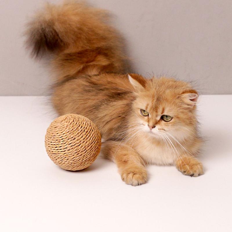 Interactive Sisal Cat Toy Cat Scratching Ball Cat Ball Sounding Toy For Kitten Teeth Cleaning Anti Bite Pet Supplies