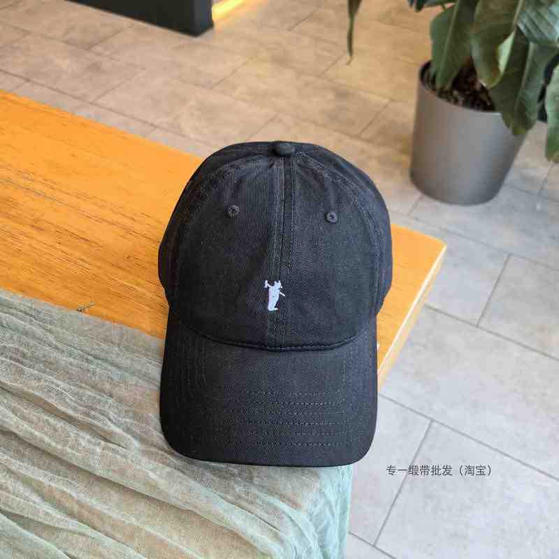 Embroidery cartoon baseball cap female spring and summer candy color simple atmosphere street fashion tide cap student