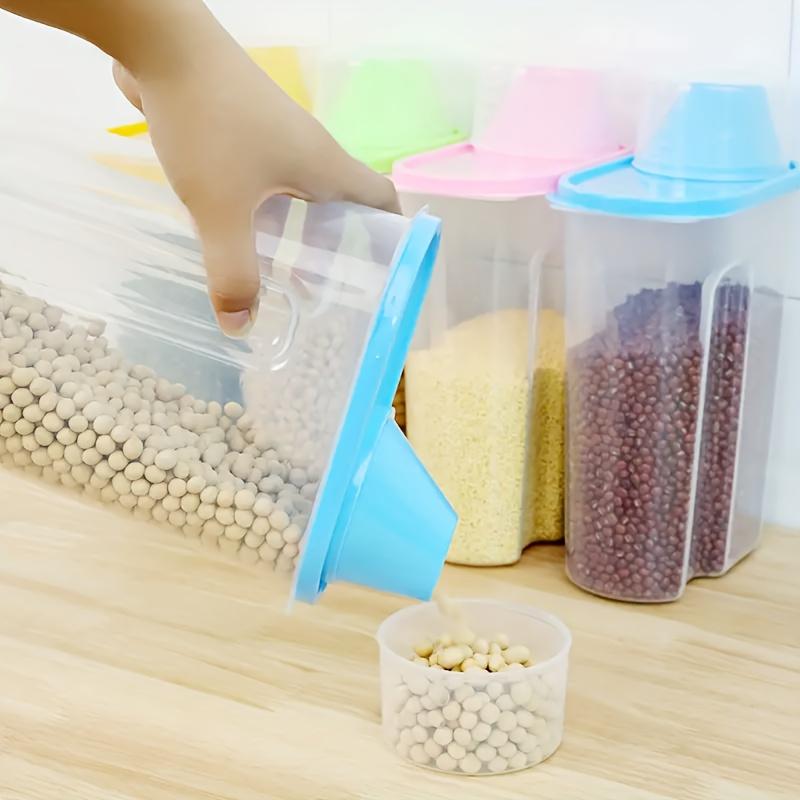 4pcs Airtight Cereal Storage Containers with Lids-Leak-Proof Plastic Food Canisters, Reusable Organizers with Measuring Cup