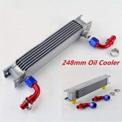 Universele autooliekoeler zilver 7 rij AN10 motortransmissie 248 mm oliekoeler met fittingenset