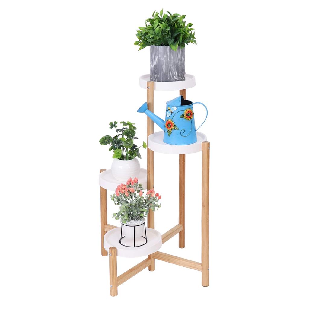 Susire Flower Height 4 Gardening Large Flower Water Living Garden 7 Pot Stand Stand, 80cm, Wooden, White, Indoor, Scandinavian, Tiers, Rack, Round,