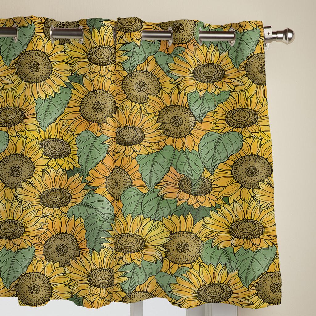 Pflanze Blume Sonnenblume Luxus Fenster Vorhang für Wohnzimmer Schlafzimmer Heimdeko Küche für Fenster Vorhänge