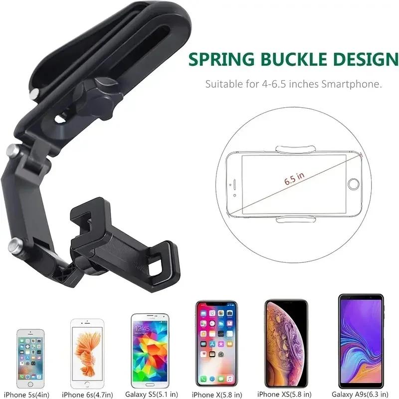 Universal Sun Visor Car Rearview Mirror Phone Holder 1800 Rotate Car Phone Holder Mount Stand Dash Cam GPS Smartphone Bracket