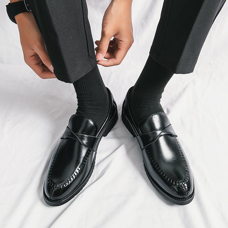 Casual leather shoes new British business pointed inner height increase CM hairstylist Doudou