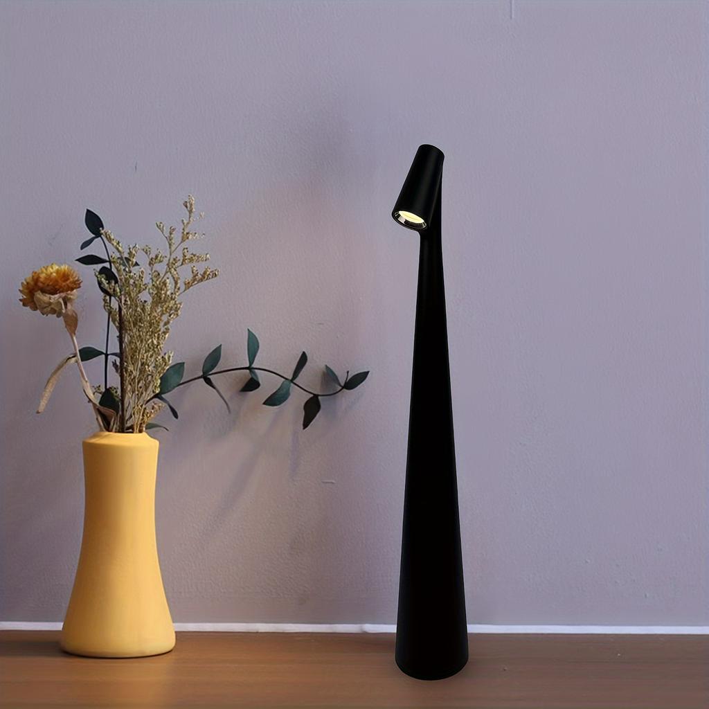 Rechargeable Cordless LED Table Lamp - Portable, Touch-Controlled, 3-Level Brightness, Matte Metal Finish, Battery-Powered for Indoor & Outdoor Use