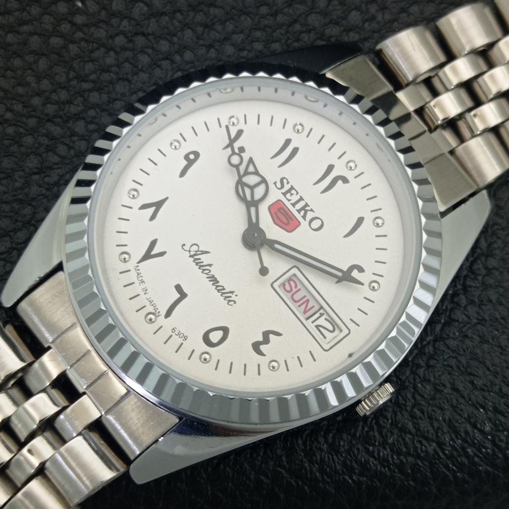 JAPAN VINTAGE REFURBISHED SEIKO 5 AUTOMATIC 6309A MENS WHITE WATCH A442496-1