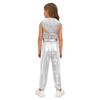 Mädchen Glitzernde Pailletten Reißverschluss Vorne Crop Top Elastische Taille Hose Hip Hop Jazz Tanz Set