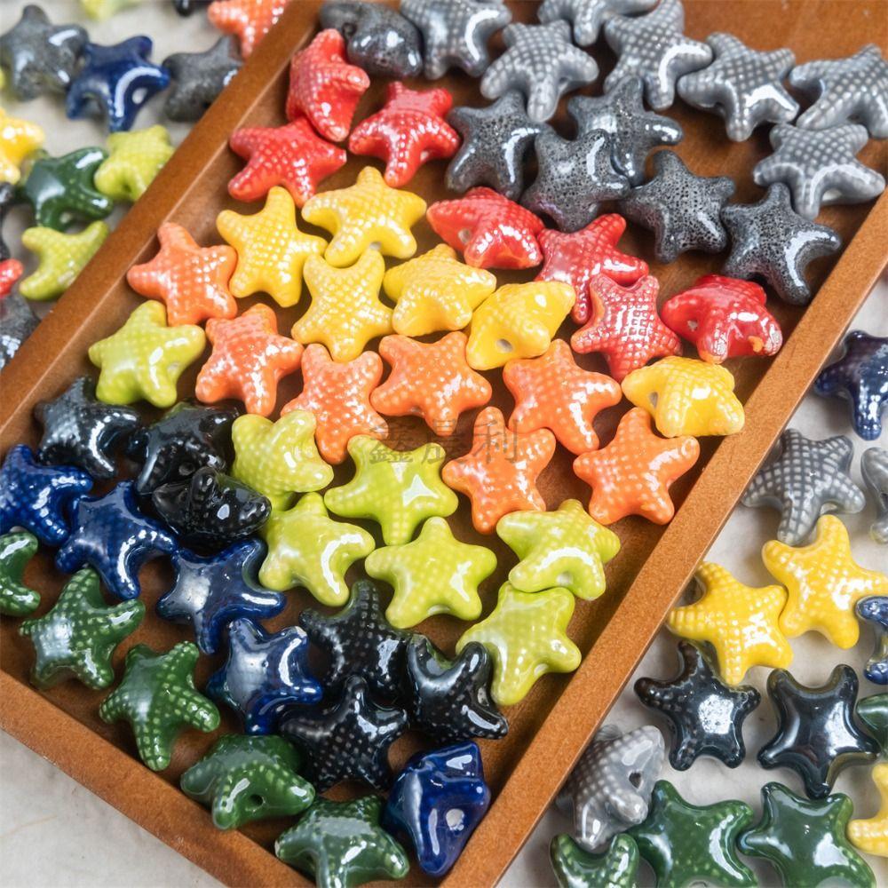 20pcs Ceramic Ceramic Spacer Loose Beads Fresh Color Jewelry Making Material Starfish Bead  Student
