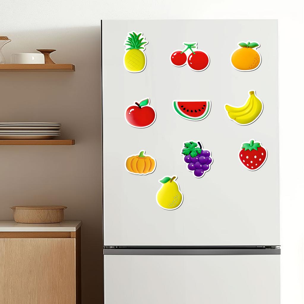 Set di Frutta Cartoon da 10 Pezzi/Laccetto Magnetico, Confezione Regalo Festa di Famiglia con Frutta Cartoon, Riconoscimento Interattivo della Frutta in Famiglia