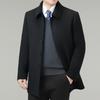 Men's Mid-Length Cashmere Coat with Detachable 90% Duck Down Liner - Warm Wool for Autumn/Winter