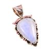 Natural Rainbow Moonstone Gemstone 925 Solid Silver Two Tone Pendant 1.50'' C6f29