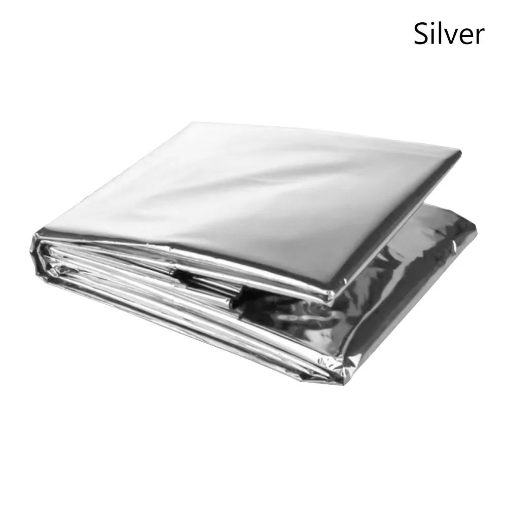 Mylar foil Emergency Survival Blanket Windproof Thermal Reflective Space Blanket Waterproof Folding Thermal Foil Blanket Hiking серебряный