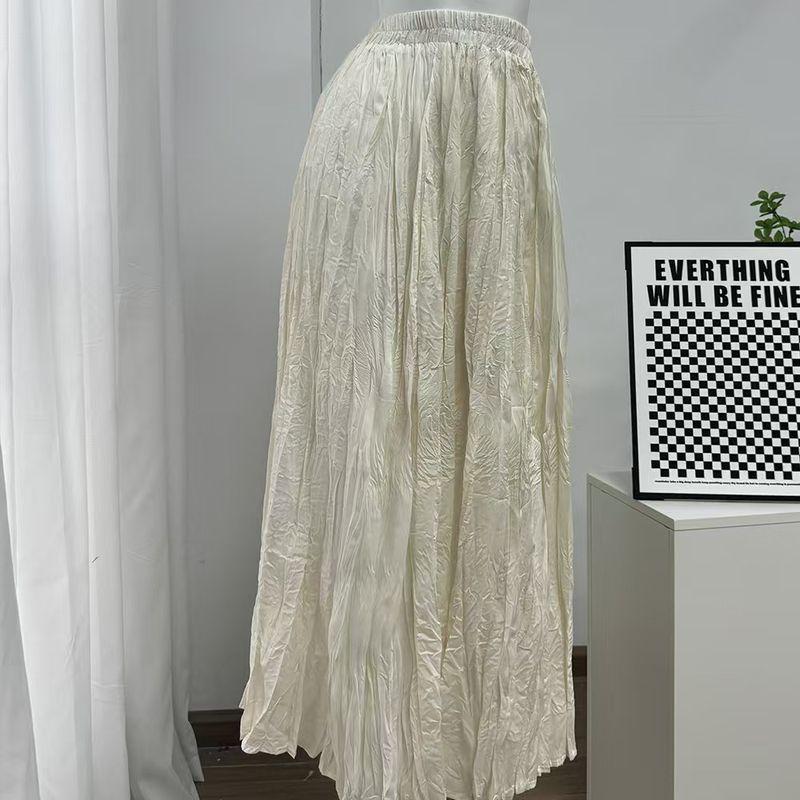 

Fashion Style New Fashion Casual Loose Pleated Skirt High Waisted Pleated Dress Ivory White One size
