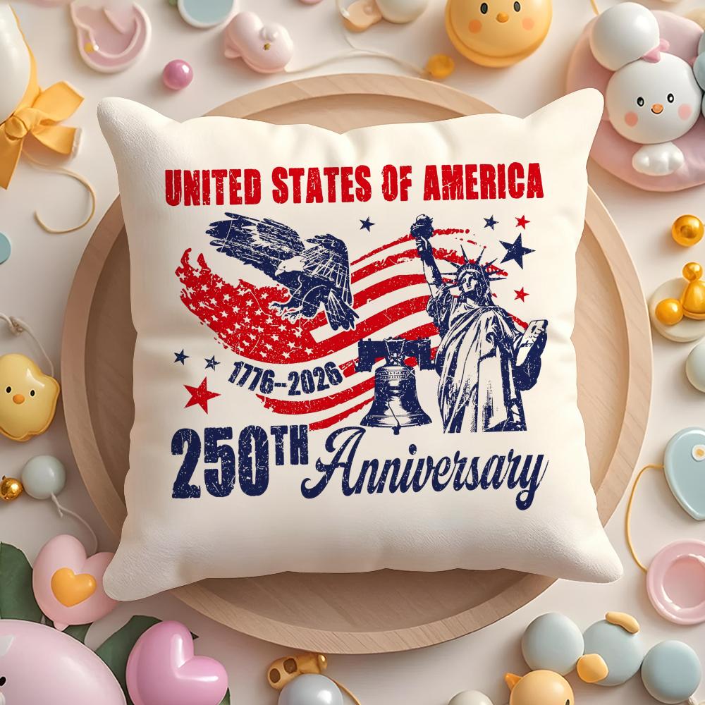 250Th Anniversary Of The Usa Cushion Cover Plush Fabric Soft Double-Sided Printed Sofa Warm Winter Home Gift Pillow Case