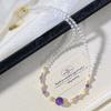 Collier Chaîne Clavicule en Cristal Blanc Naturel Améthyste Perle d'Eau Douce 4 mm Haute Qualité