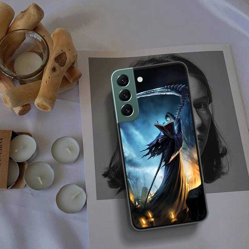 Death Grim Reaper Skull Phone Case For Samsung S25 Edge S24 FE Galaxy S22 Ultra S21 Plus S20 S23 S10 Plus Cover Silicone Soft Co