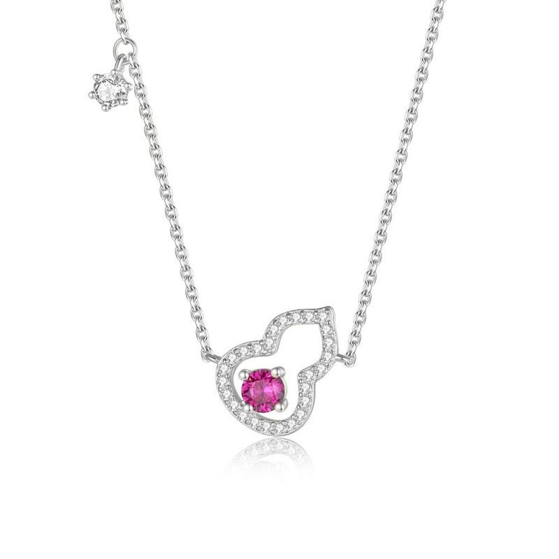 Womens Red Ruby Gourd Necklace New Chinese Style Fu Lu Set Lightweight Versatile Jewelry