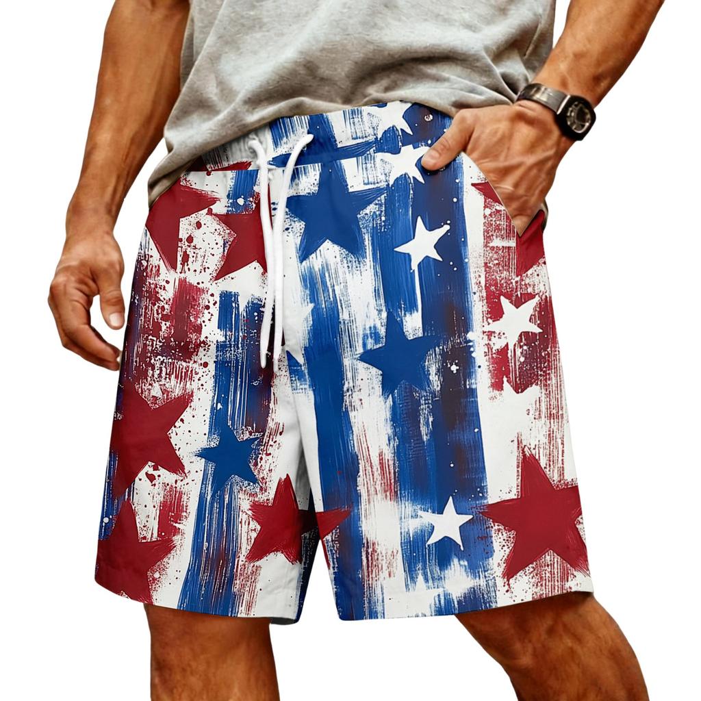 Men's Casual Trendy Colorful Printed Shorts - Men's Drawstring Sports Breathable Shorts
