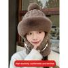 Hat, Neck, One Piece Women's Winter with Thick Velvet Riding Windproof and Cold Proof Electric Car Warm Hoodie