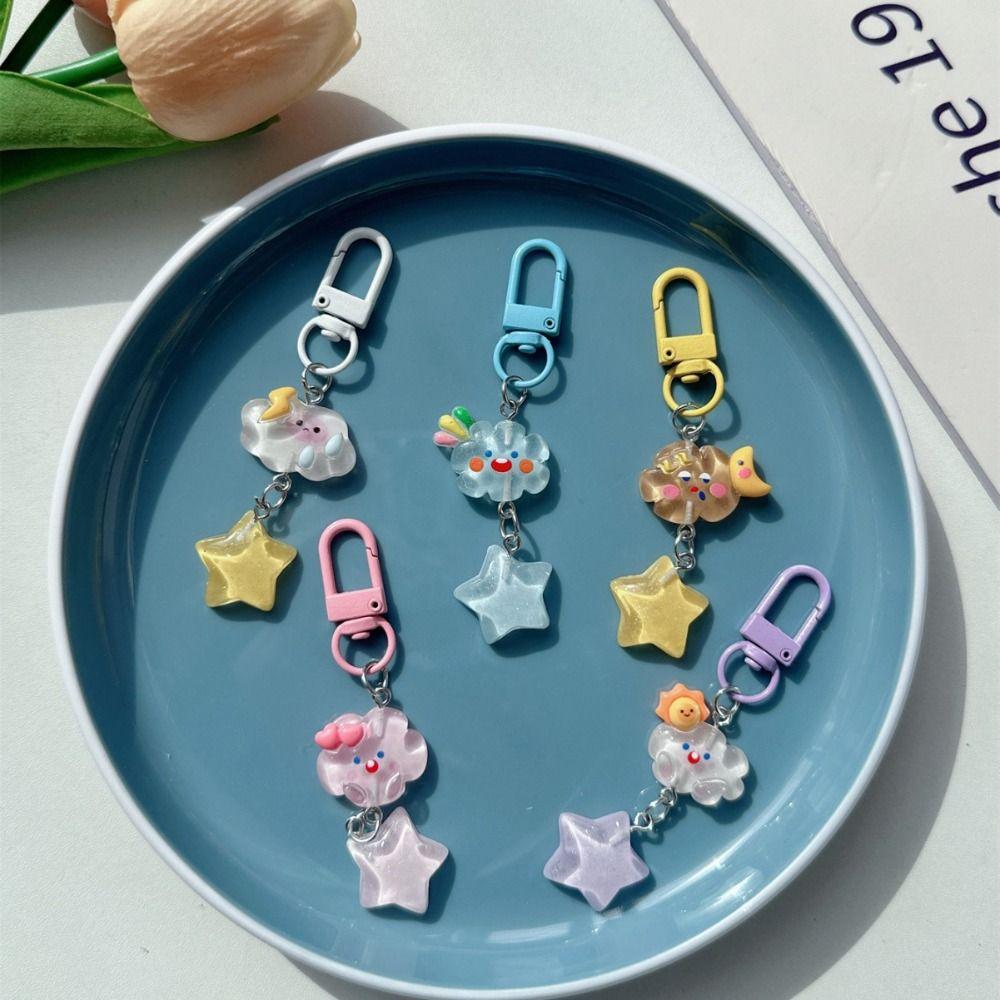

Transparent Toy Pendant Key Ring Resin Keychain Pendant Portable Cloud Star Key Chain Gift