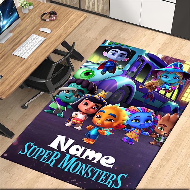 Custom Name Super Monsters Printed Carpet, for Office Chair Living Room Bedroom Kitchen Room Decor Gifts.