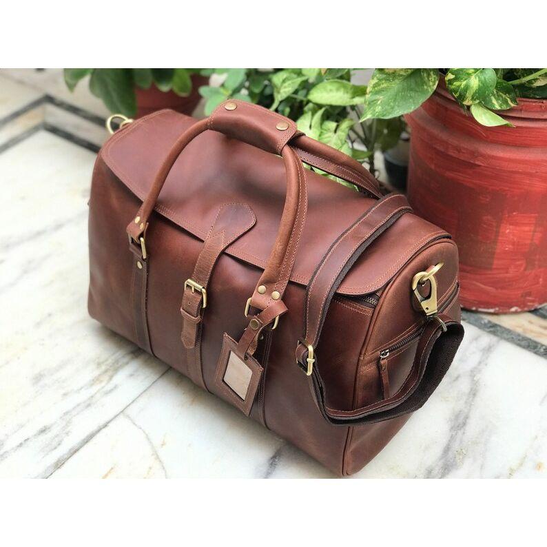 Bolso Weekender Hunter de Cuero Marrón Medio Bolsos y Carteras para Mujer Bolso de Noche para Hombre para Personas Mayores, Oferta de Año Nuevo