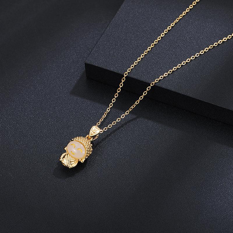 Šťastný malý přívěsek Buddhy Maitréji Dámské náhrdelníky Vintage styl Titanová ocel Dámské řetízky Šperky