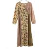 Lily Brown Overall Handle Long Sleeve Long Dress F Patchwork Style Women Used