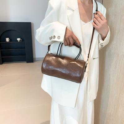 Retro Casual Cylinder Bag 2025 Spring New Foreign Style Fashion Messenger Bag Trend Casual Design Shoulder Bag