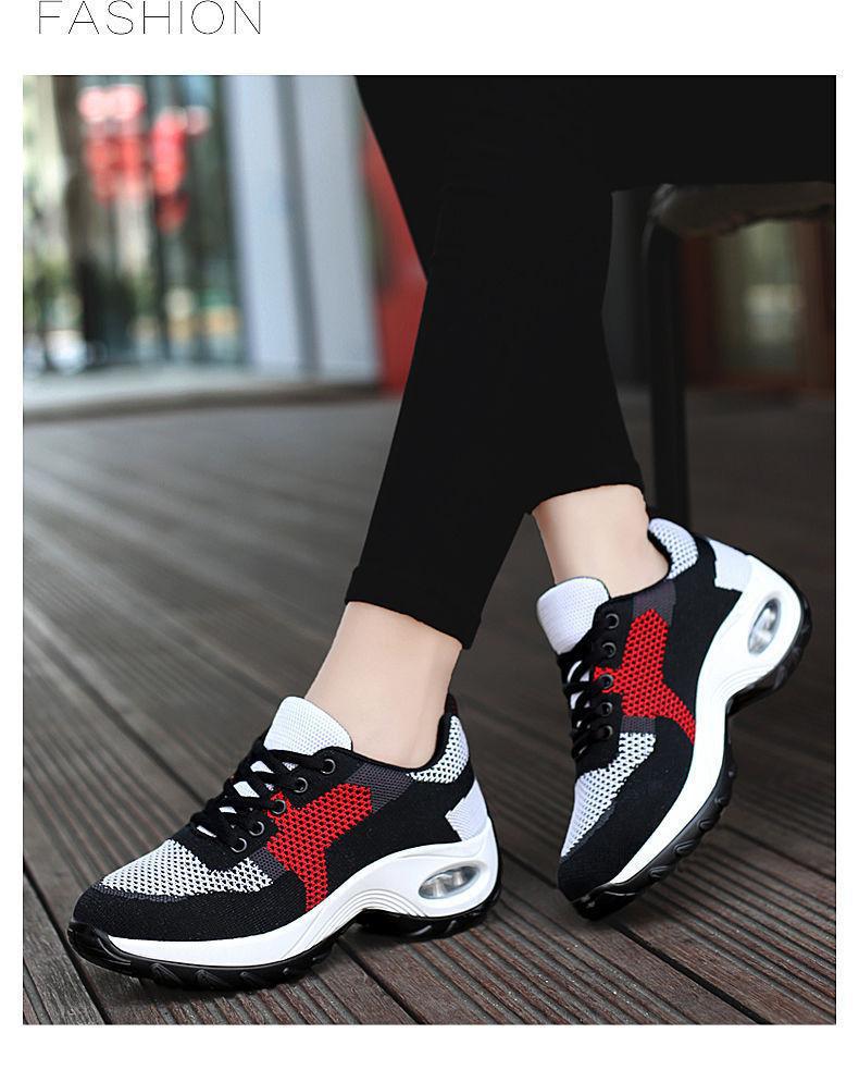 Autumn women s single shoes air cushion sports shoes color matching walking running shoes fashion flying woven mesh breathable women s shoes 35