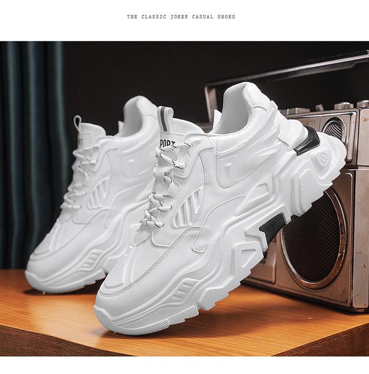 Pantofi de primăvară și toamnă pentru bărbați 2024 Noi sport versatil casual alergare cu talpă groasă pantofi albi