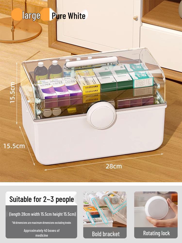Large Capacity Family Medicine Box with Multi-Layer First Aid Storage for Household and Children