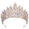 Luxury Bridal Tiara Multi Color Pageant Crown Headwear Baroque Crystal Wedding Crown  Women Party