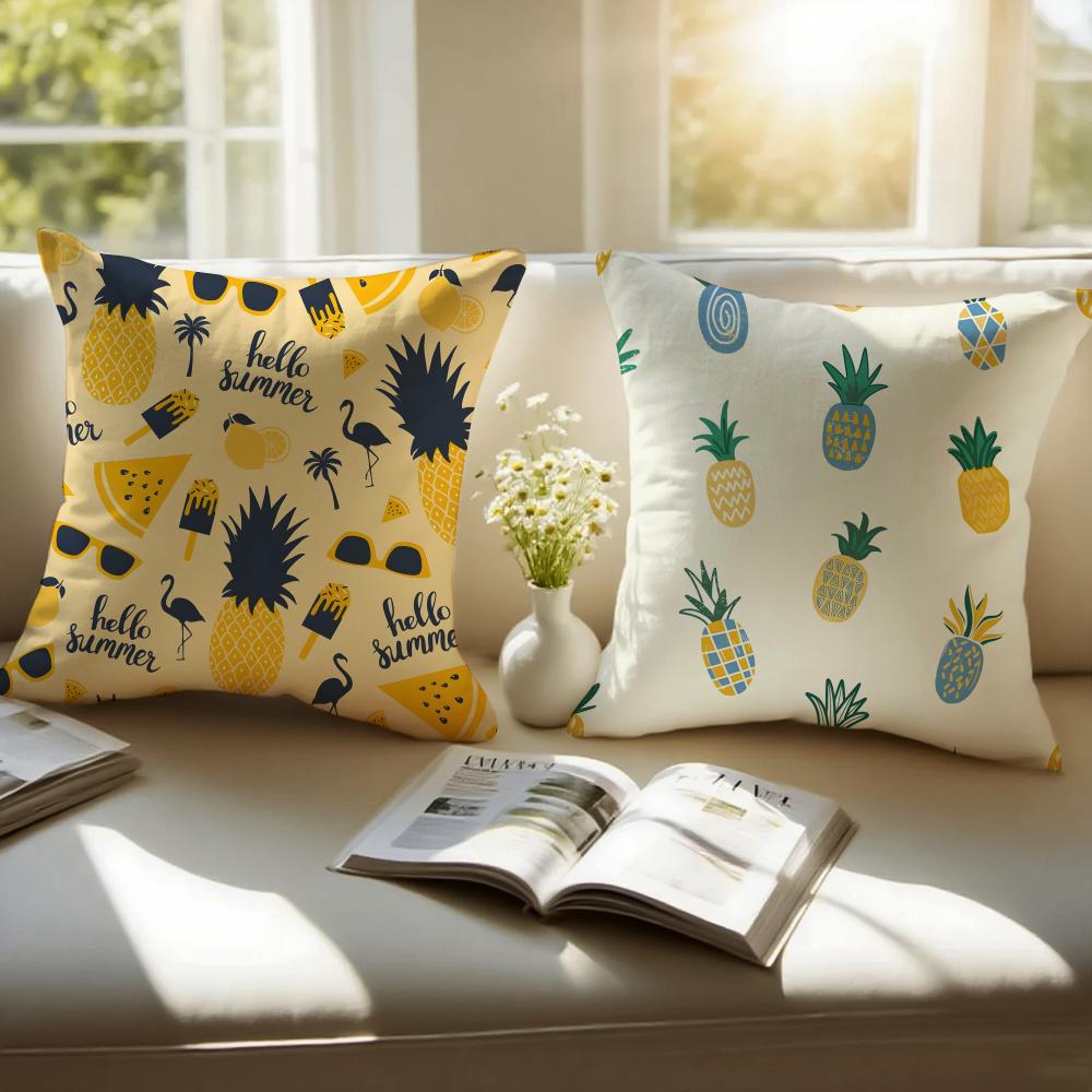 Hand-Drawn Pineapple Cushion Cover Linen Pillowcase Cover Soft Decor For Sofa Home Room
