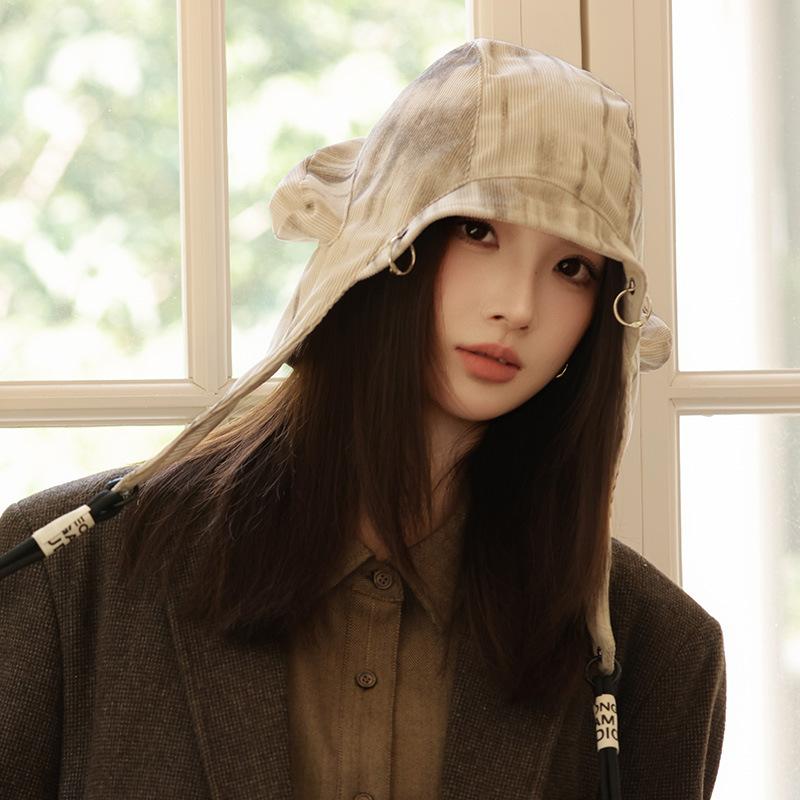 

Autumn and winter new windproof ear protection headgear shows the face small wasteland wind double ring hat women s casual versatile cold hat tide One Size