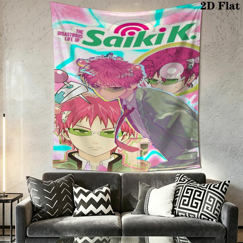 The Disastrous Life of Saiki K Wall Tapestry Aesthetic Wall Hanging Printed Fabric Blanket Decorative Tapestries for Bedroom Living Room Home Decor
